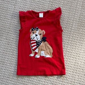 Gymboree America Red Bulldog Tee with Ruffled Sleeves sz 7